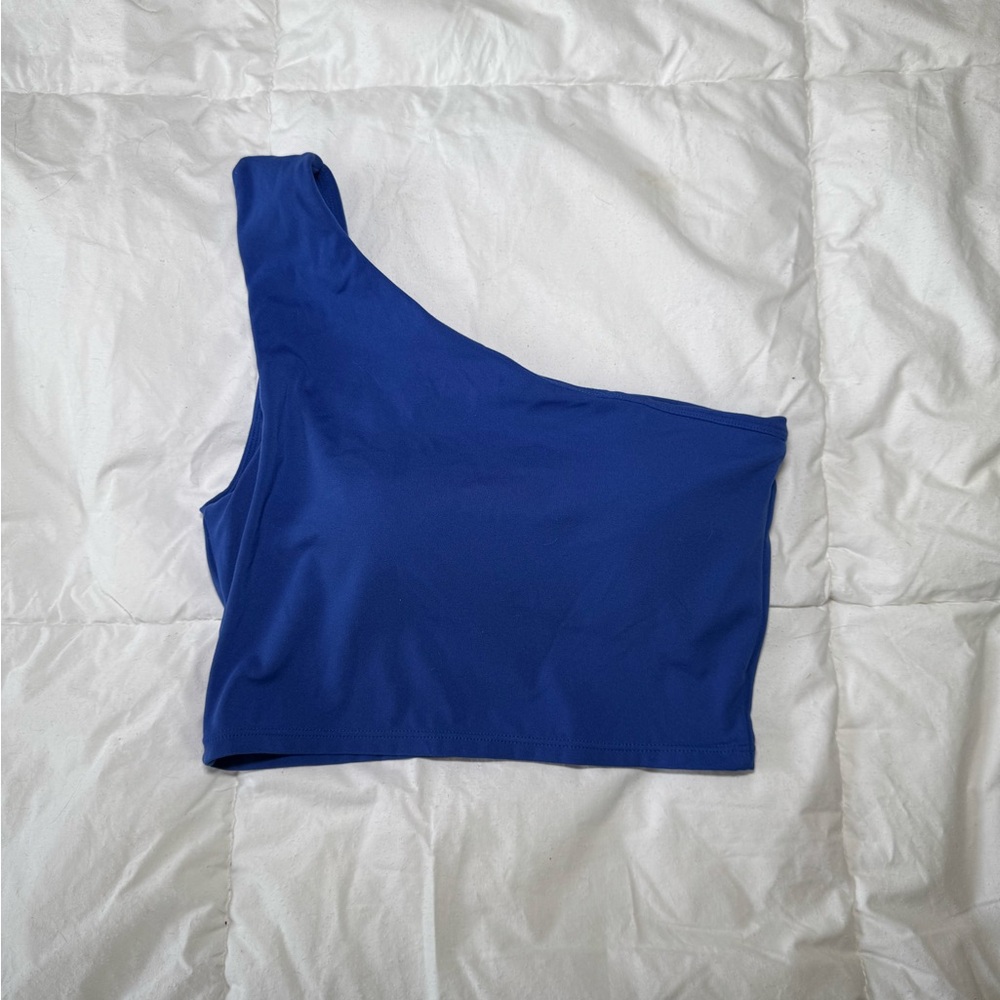 One-Shoulder Blue Sports Bra